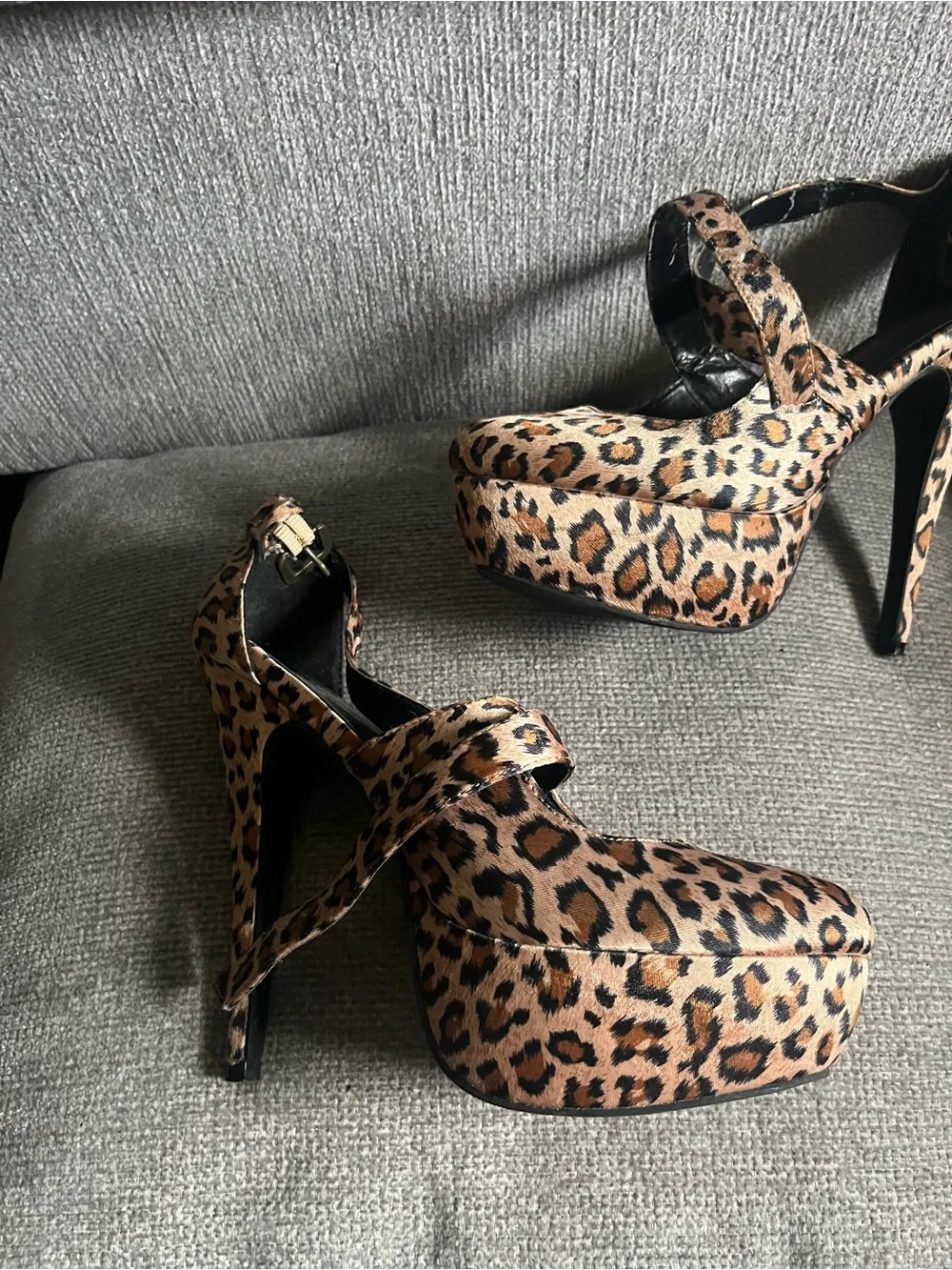 Forever 21 Leopard-Print Cross Strap Heels - Brown & Black